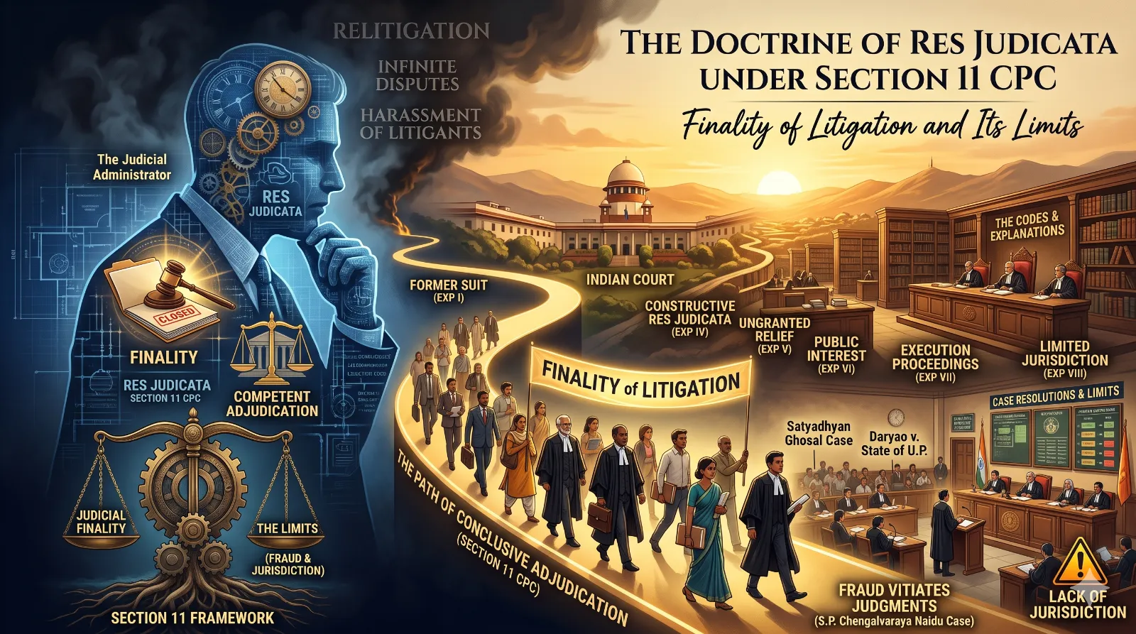 Illustrated cover for The Doctrine of Res Judicata under Section 11 CPC: Finality of Litigation and Its Limits